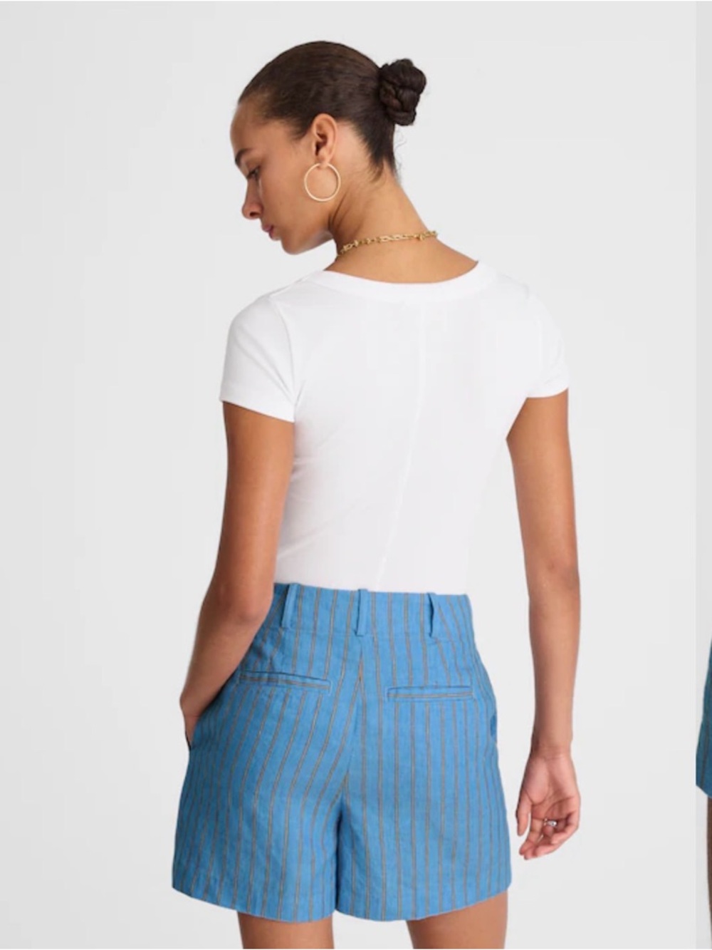 NWT Madewell Pintucked Shorts in Linen, Delphinium Blue Size 10 - Picture 3 of 12